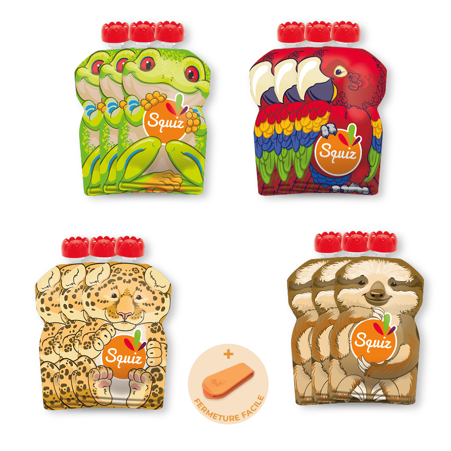 [A002AC013AMLSBC] Gourdes compote réutilisables x12 - Amazonie