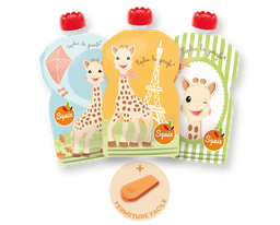 [A002AF004BMLSBC] Gourdes compote réutilisables x3 - Sophie la Girafe