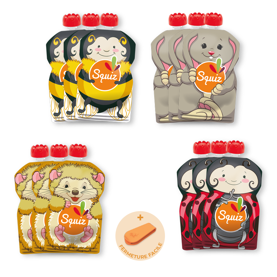 [A002AO013AZSBC] Gourdes compote réutilisables x12 - Nature